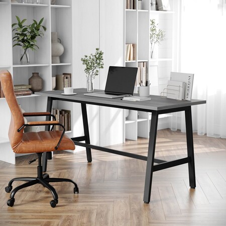 Flash Furniture Redmond 60x24 Conf Tbl w/1in. Thick Dbl Sided Laminate Tbl Top w/PVC and A-Frame Steel Bse, Gry Oak MT-M6024-LTGRY-ABF-GG